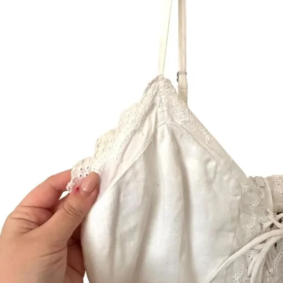 REFORMATION Linen Tie Front Mini Dress White Sz 2 - Picture 4 of 6